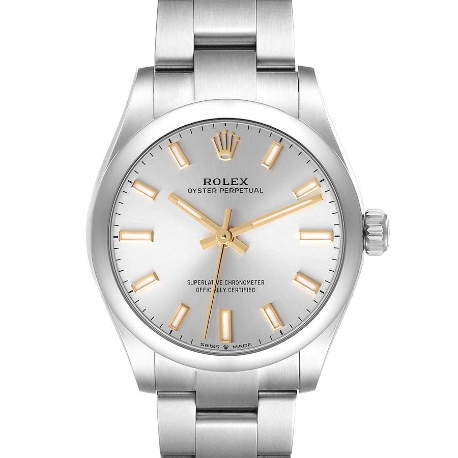 Rolex Oyster Perpetual Midsize Silver Dial Steel Ladies Watch 277200 Box Card SwissWatchExpo