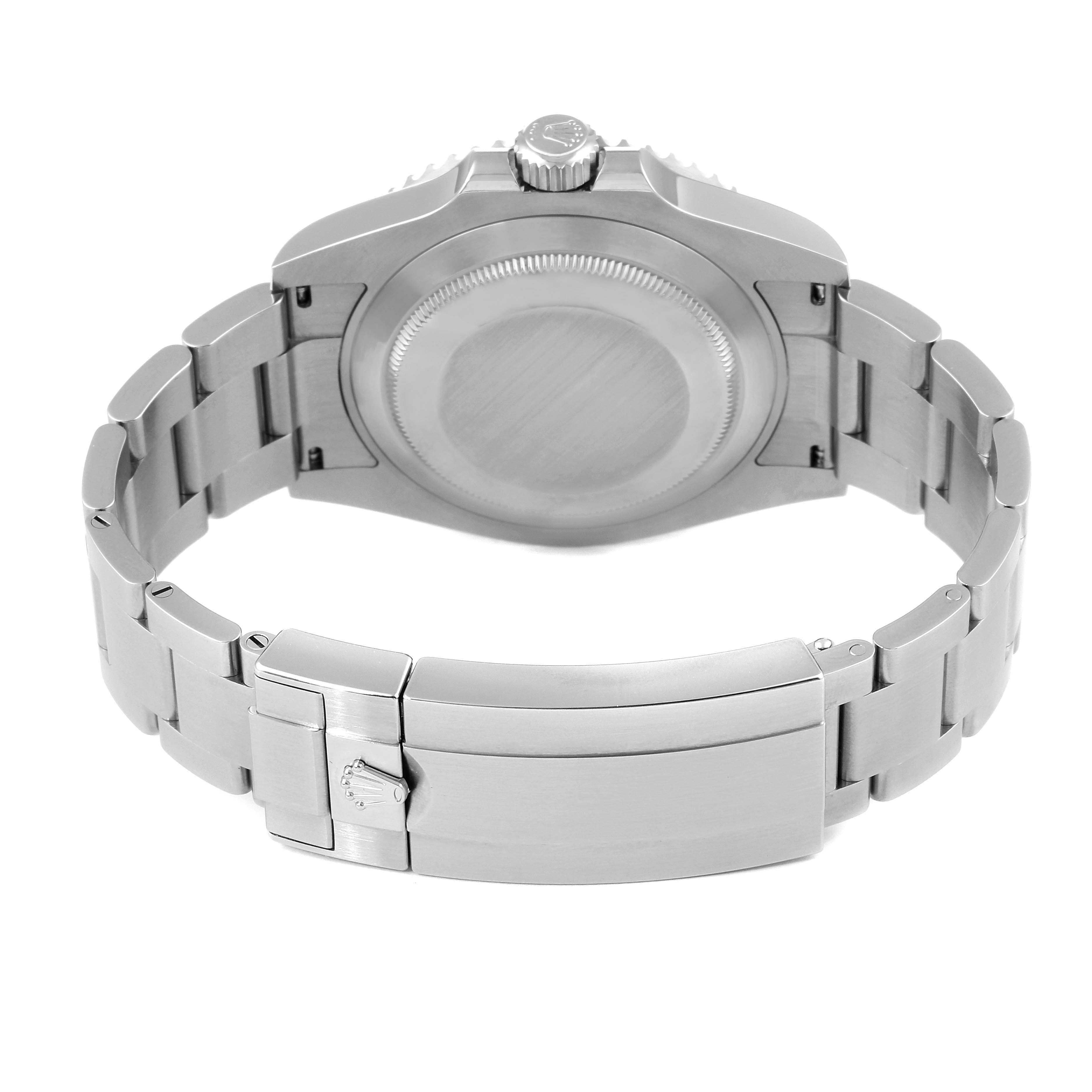 This image shows the back and clasp of a Rolex Submariner 126610LV Men's Stainless Steel Black Dial 126610LV Men's Stainless Steel Black Dial watch, highlighting the case back and bracelet.