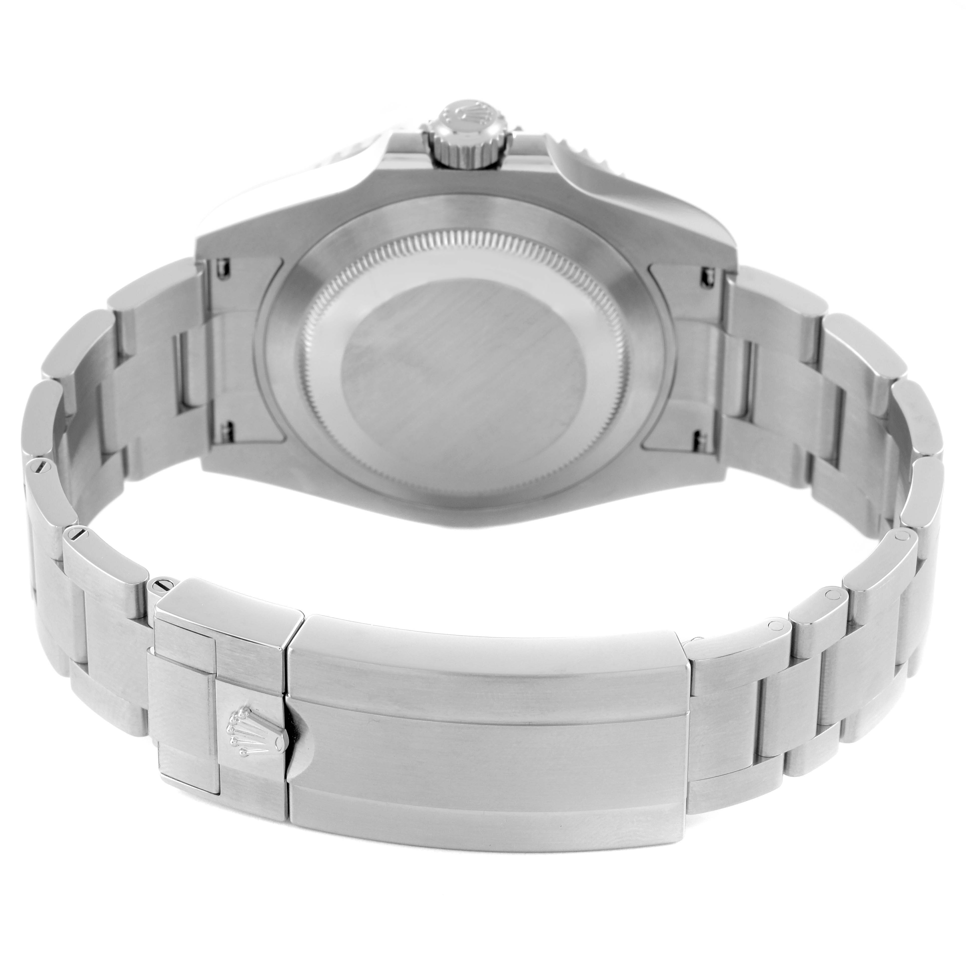 The image shows the back case and the bracelet with clasp of a Rolex Submariner 126610LV Men's Stainless Steel Black Dial 126610LV Men's Stainless Steel Black Dial watch.