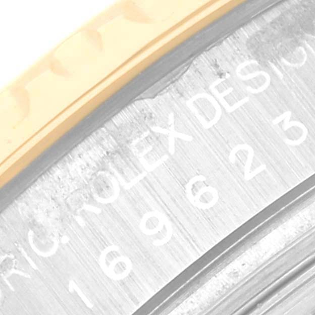 The image shows a close-up of the bezel and inner rim of a Rolex Yacht-Master 169623 Women's Steel and Gold (two tone) White Dial 169623 Women's Steel and Gold (two tone) White Dial watch.