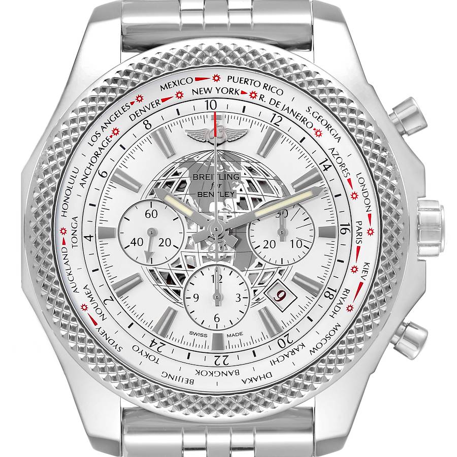 Breitling Bentley GMT B05 Unitime White Dial Steel Mens Watch AB0521 SwissWatchExpo