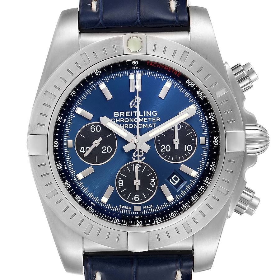 Breitling Chronomat 44 Airborne Blue Dial Steel Mens Watch AB0115 Unworn SwissWatchExpo