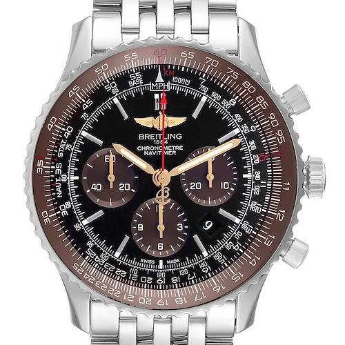 Photo of Breitling Navitimer 01 Black Brown Dial LE Mens Watch AB0127 Box Card