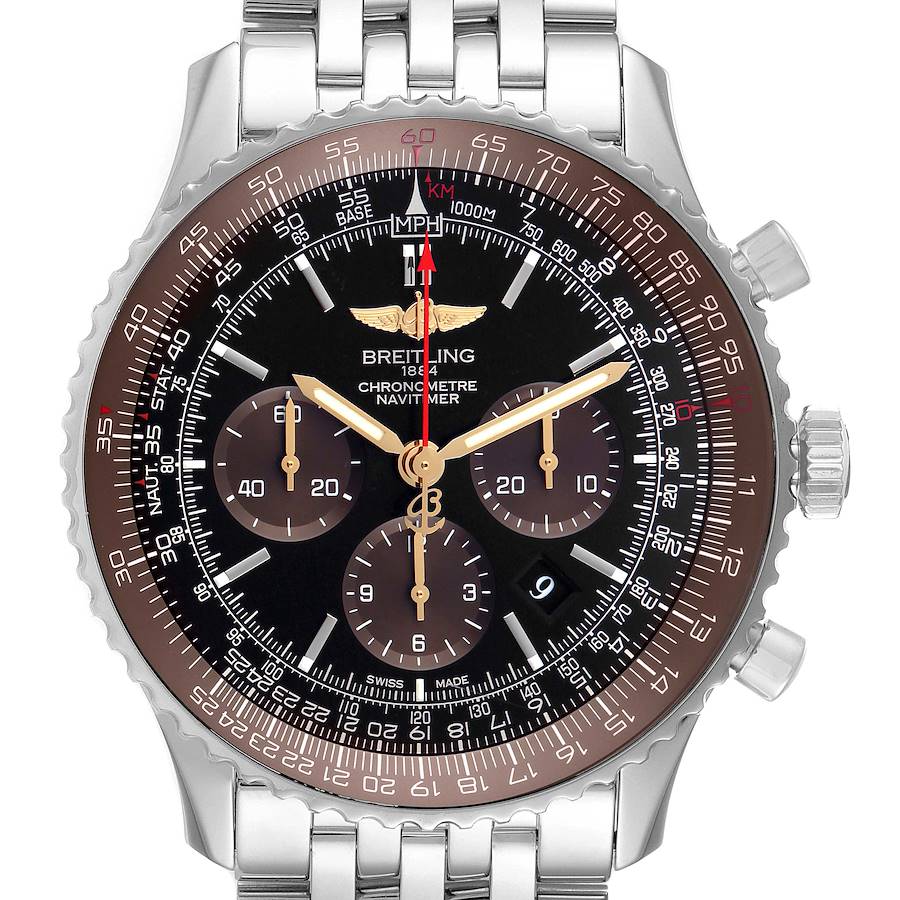 Breitling Navitimer 01 Black Brown Dial LE Mens Watch AB0127 Box Card SwissWatchExpo