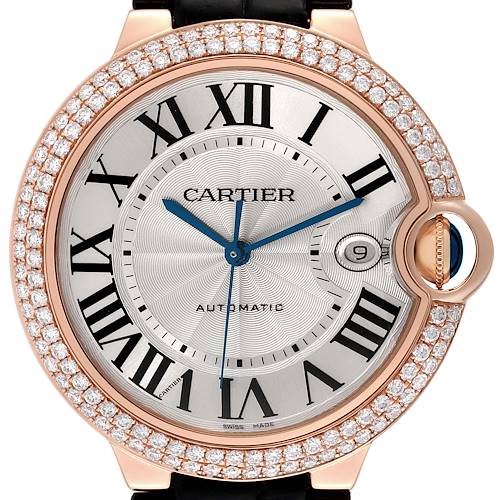 Photo of Cartier Ballon Bleu 42mm Rose Gold Diamond Mens Watch WE900851 Box Card