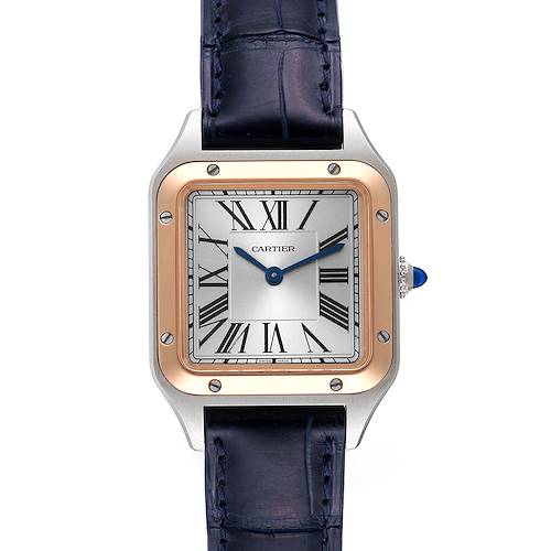 Photo of Cartier Santos Dumont Steel Rose Gold Silver Dial Ladies Watch W2SA0012