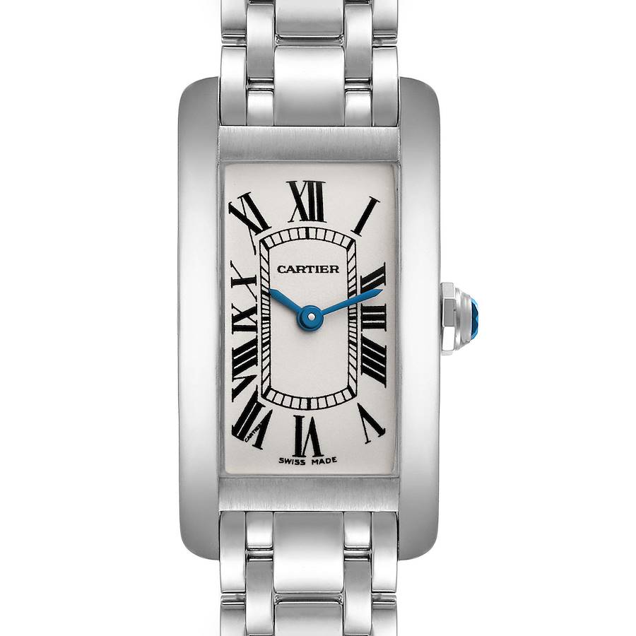 Cartier Tank Americaine Silver Dial White Gold Ladies Watch W26019L1 Box Papers SwissWatchExpo