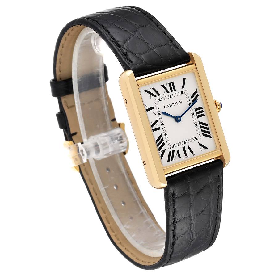 Cartier Tank Solo Yellow Gold Steel Black Strap Large Mens Watch ...