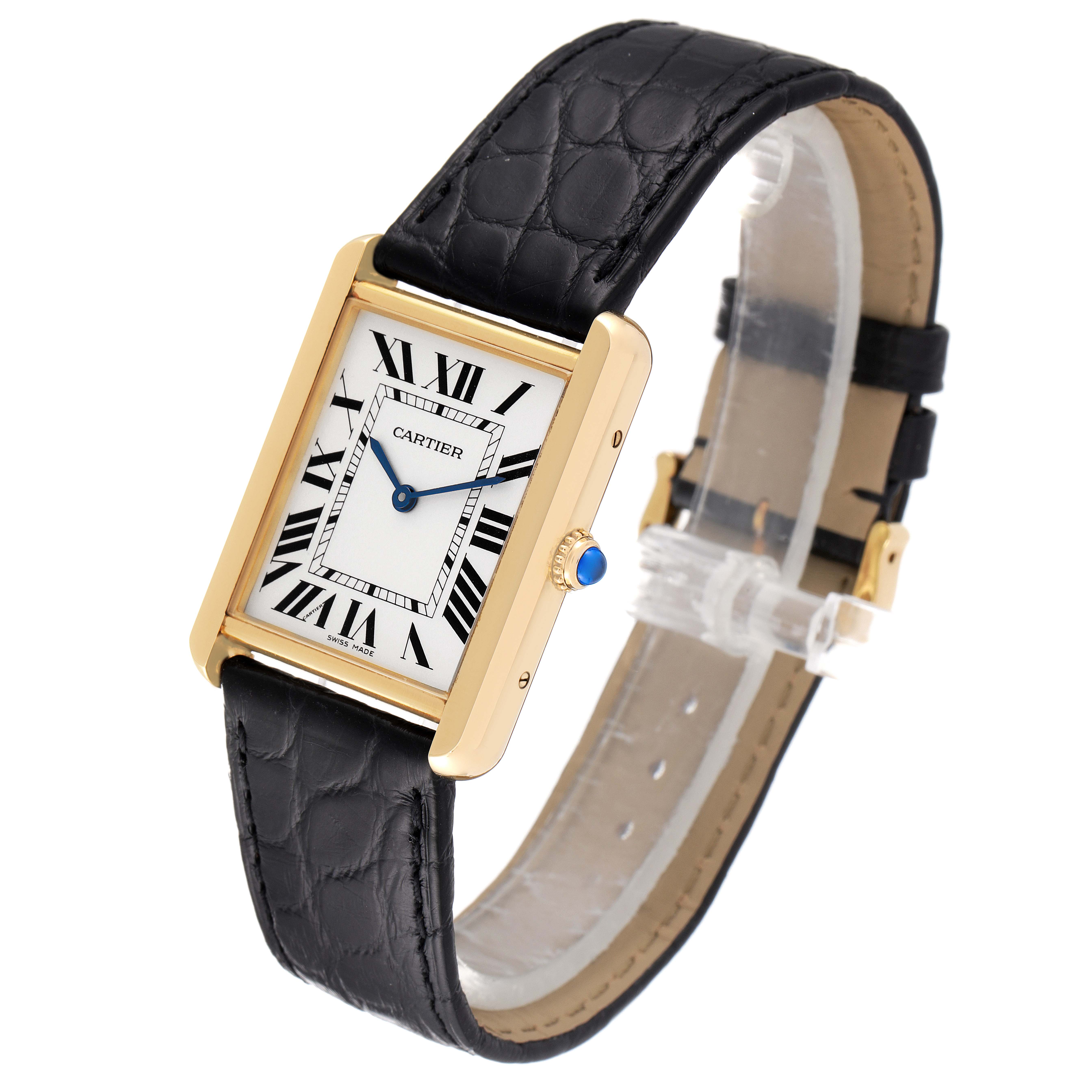 Cartier Tank Solo Yellow Gold Steel Black Strap Large Mens Watch ...