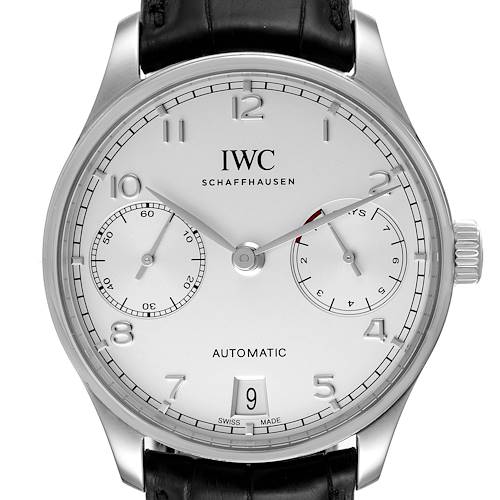 Photo of IWC Portuguese 7 Day Steel Silver Dial Mens Watch IW500712 Box Card