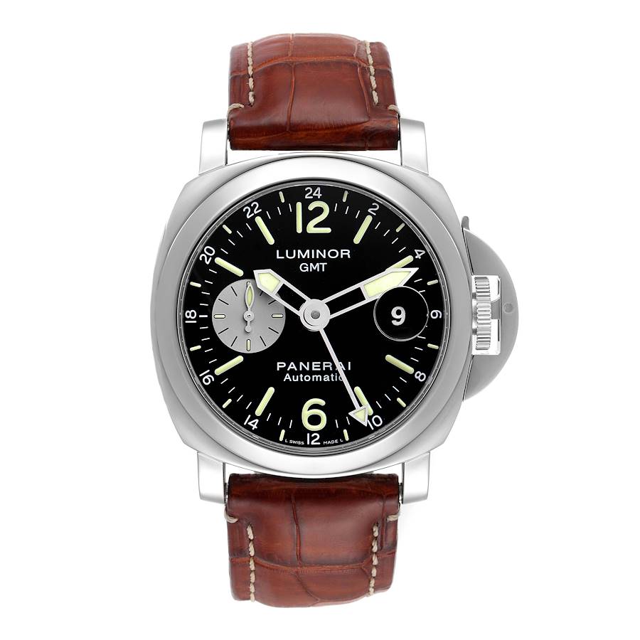 Panerai Luminor GMT Automatic Steel Black Dial Mens Watch PAM00088