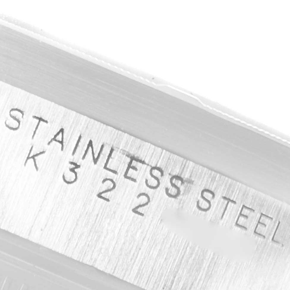 Close-up angle showing the stainless steel engraved details of the Rolex Air-King 14010 Men's Stainless Steel Black Dial 14010 Men's Stainless Steel Black Dial watch.