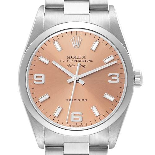 Photo of Rolex Air King Salmon Dial Smooth Bezel Steel Mens Watch 14000
