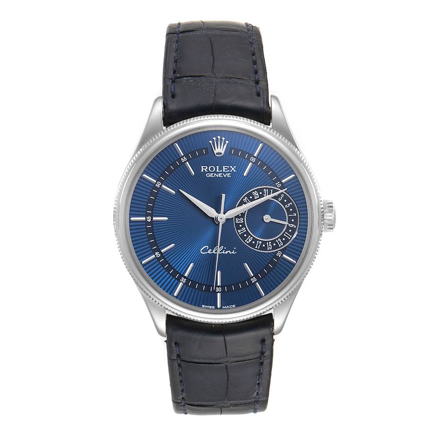 Rolex Cellini Date 18K White Gold Blue 