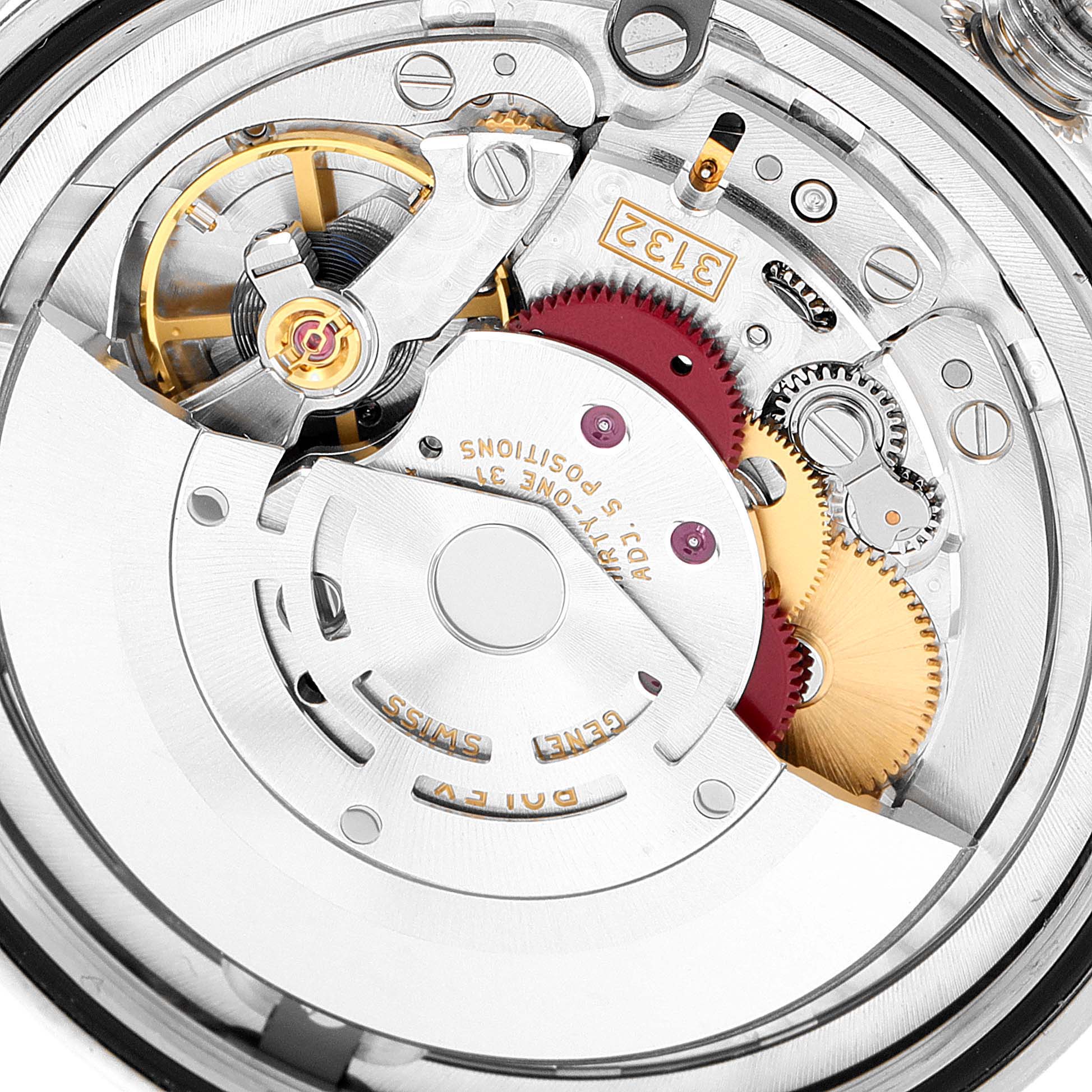 The image shows a close-up of the movement mechanism inside a Rolex Cellini 50509 Men's Stainless Steel White Dial 50509 Men's Stainless Steel White Dial watch.