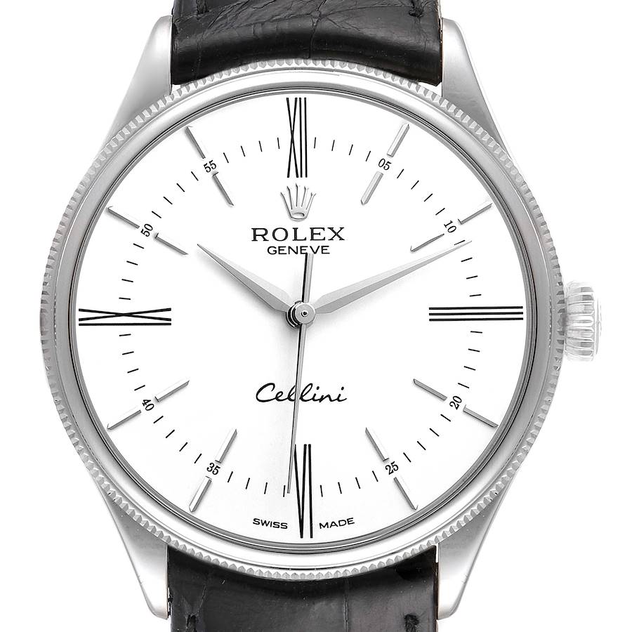Rolex Cellini Dual Time White Gold Automatic Mens Watch 50509 Box Card SwissWatchExpo