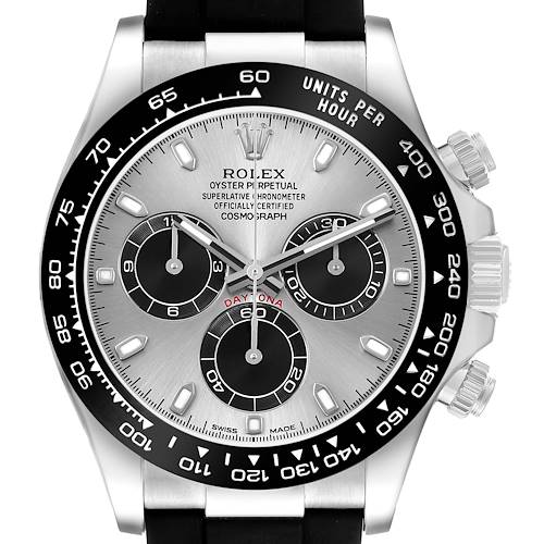 Photo of Rolex Cosmograph Daytona Silver Dial White Gold Mens Watch 116519 Box Card