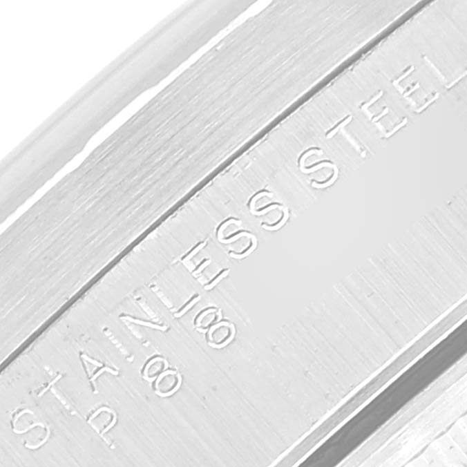 The image shows a close-up of the stainless steel bracelet of a Rolex Date 15210 Men's Stainless Steel Blue Dial 15210 Men's Stainless Steel Blue Dial watch.