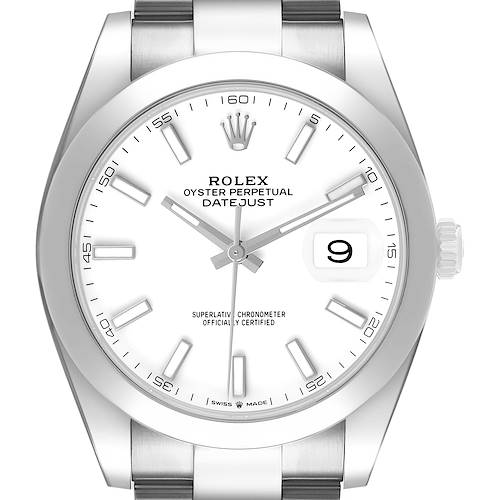 Photo of Rolex Datejust 41 Steel White Dial Mens Watch 126300 Box Card