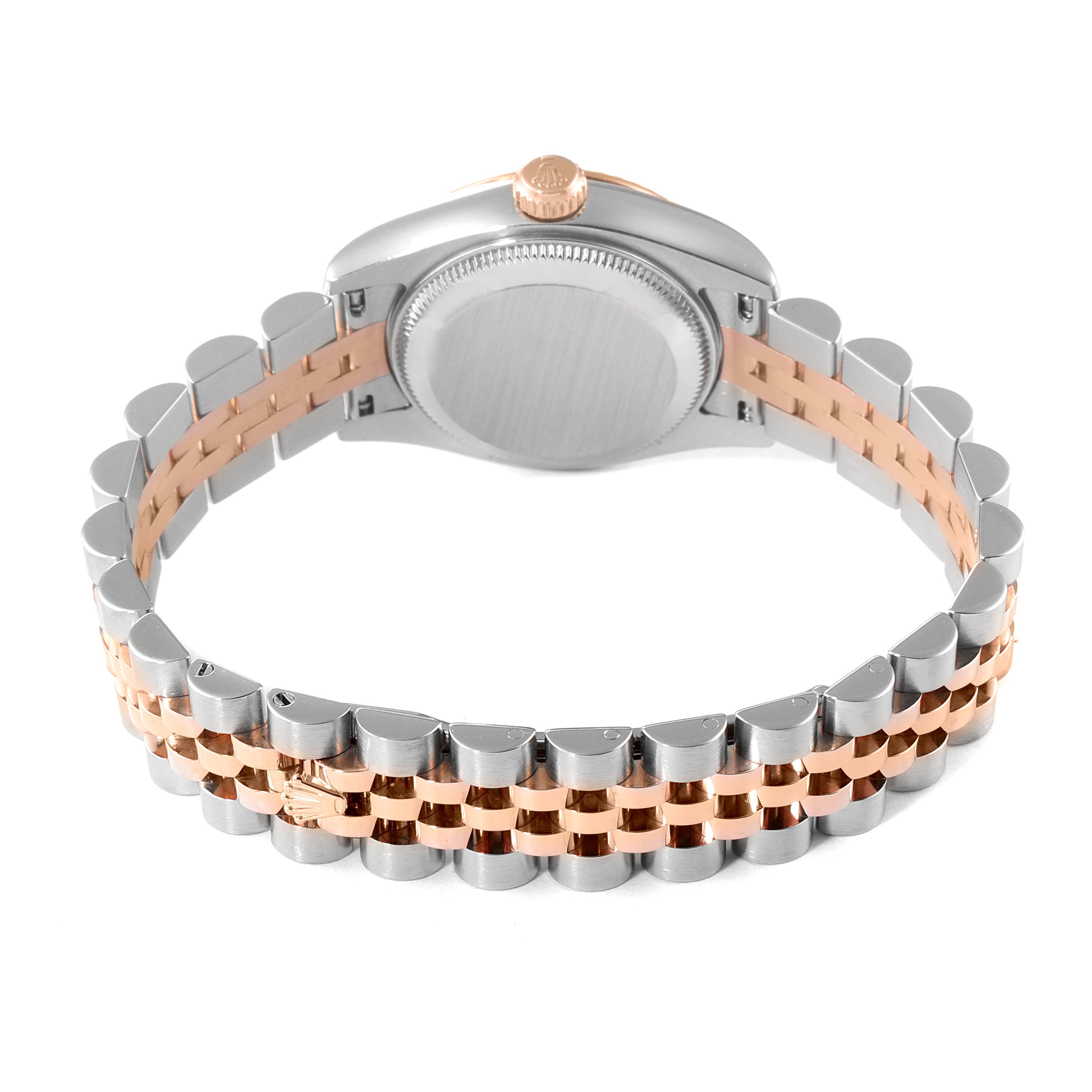 The image shows the back case and bracelet of a Rolex Datejust 179171 Women's Steel and Gold (two tone) Pink Dial 179171 Women's Steel and Gold (two tone) Pink Dial watch, featuring a two-tone metal design.