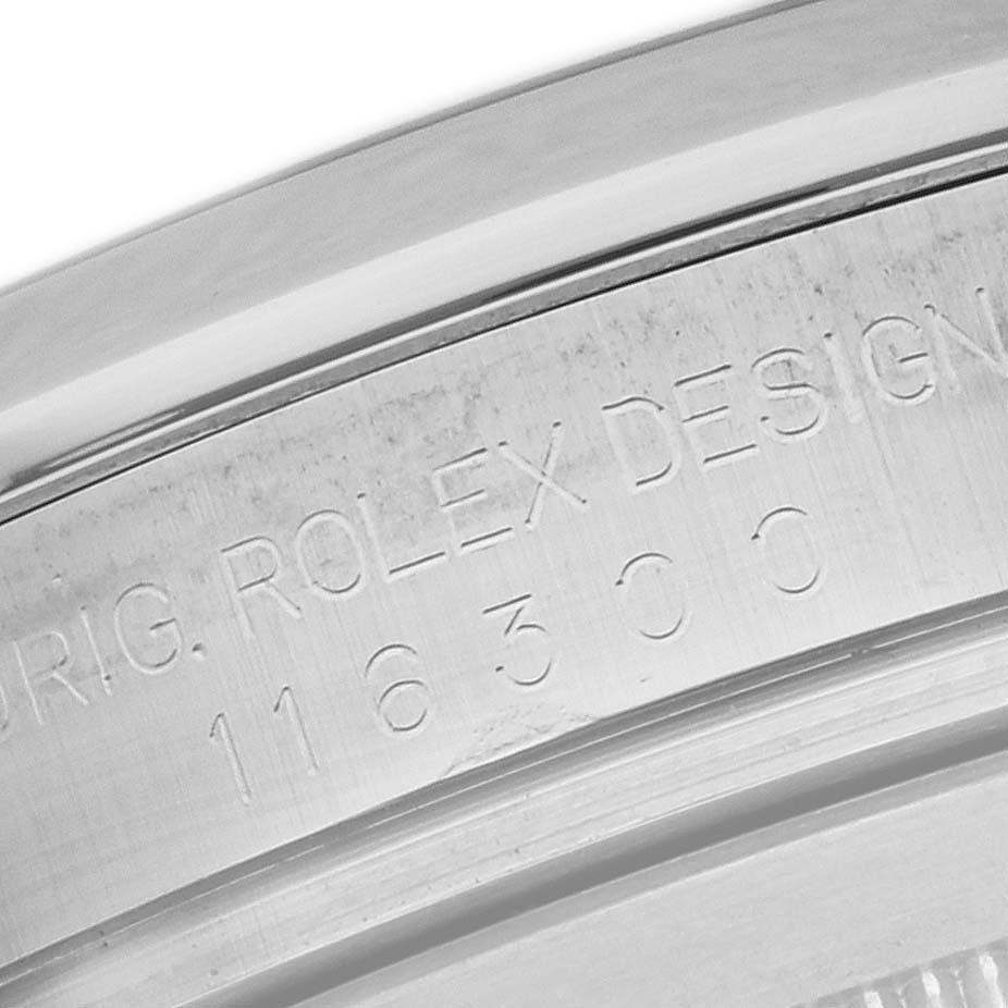 The image shows a close-up of the engraved inner bezel of a Rolex Datejust 41 116300 Men
s Stainless Steel Black Dial 116300 Men
s Stainless Steel Black Dial watch.