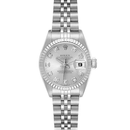 Photo of Rolex Datejust Steel White Gold Silver Diamond Dial Ladies Watch 69174