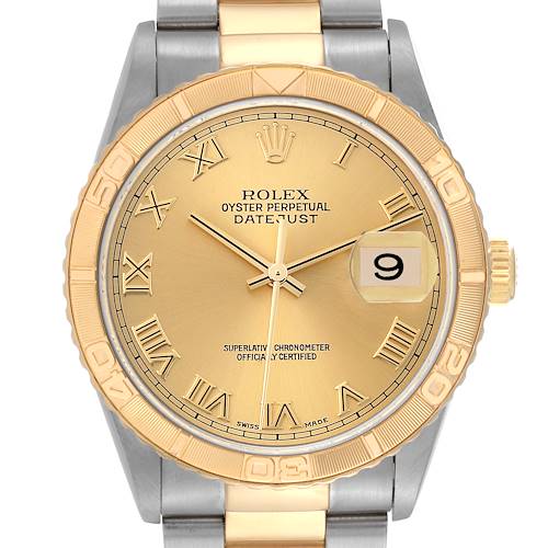 Photo of Rolex Datejust Turnograph Steel Yellow Gold Champagne Dial Mens Watch 16263