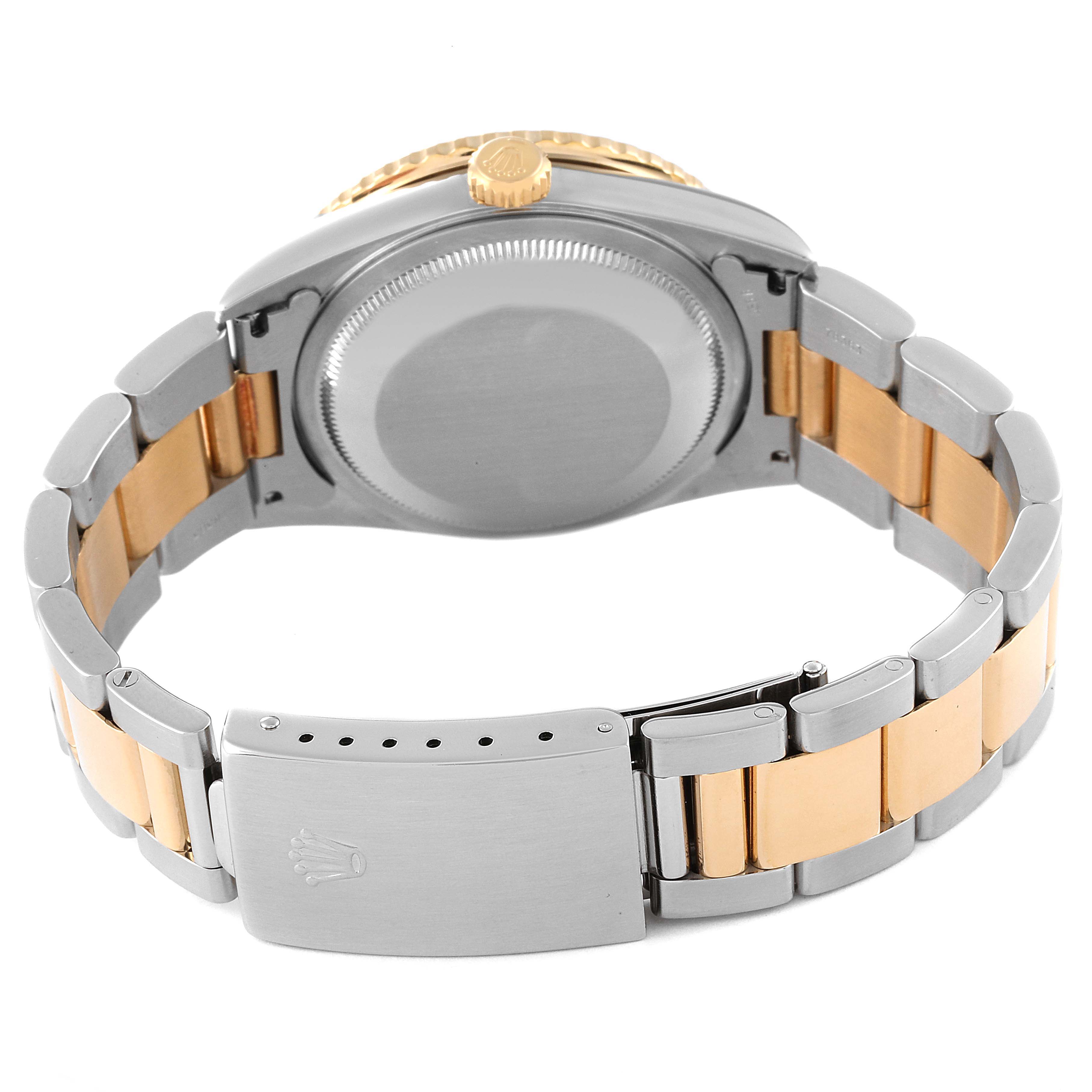 The image shows the back, bracelet, and clasp of a Rolex Turn-o-Graph 16263 Men's Steel and Gold (two tone) Champagne Dial 16263 Men's Steel and Gold (two tone) Champagne Dial watch.