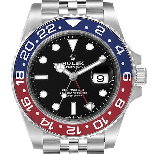 Photo of Rolex GMT Master II Pepsi Bezel Jubilee Steel Watch 126710 Box Papers