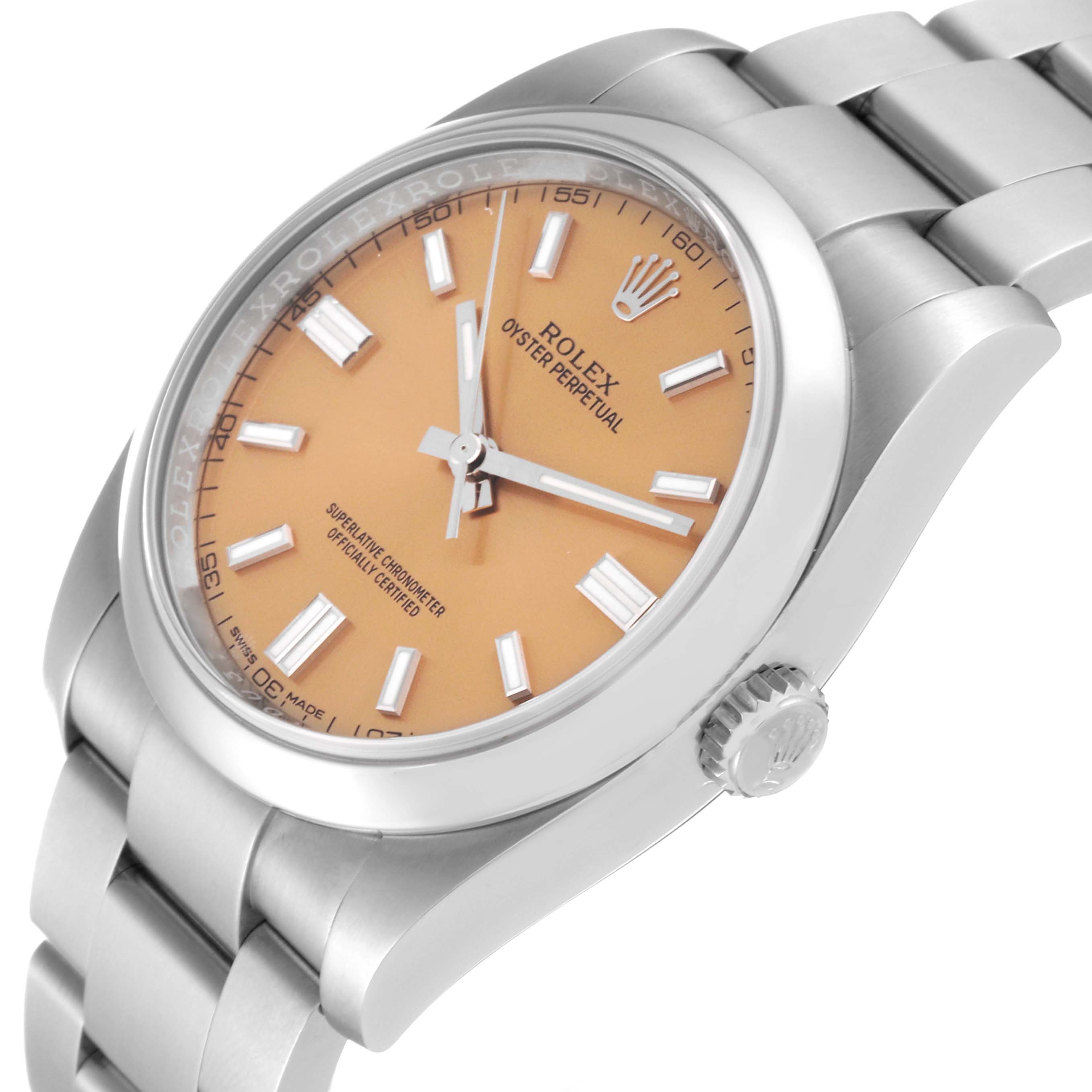 The image shows a Rolex Oyster Perpetual 116000 Men's Stainless Steel Yellow Dial 116000 Men's Stainless Steel Yellow Dial watch at a three-quarter angle, highlighting its face, bezel, crown, and bracelet.