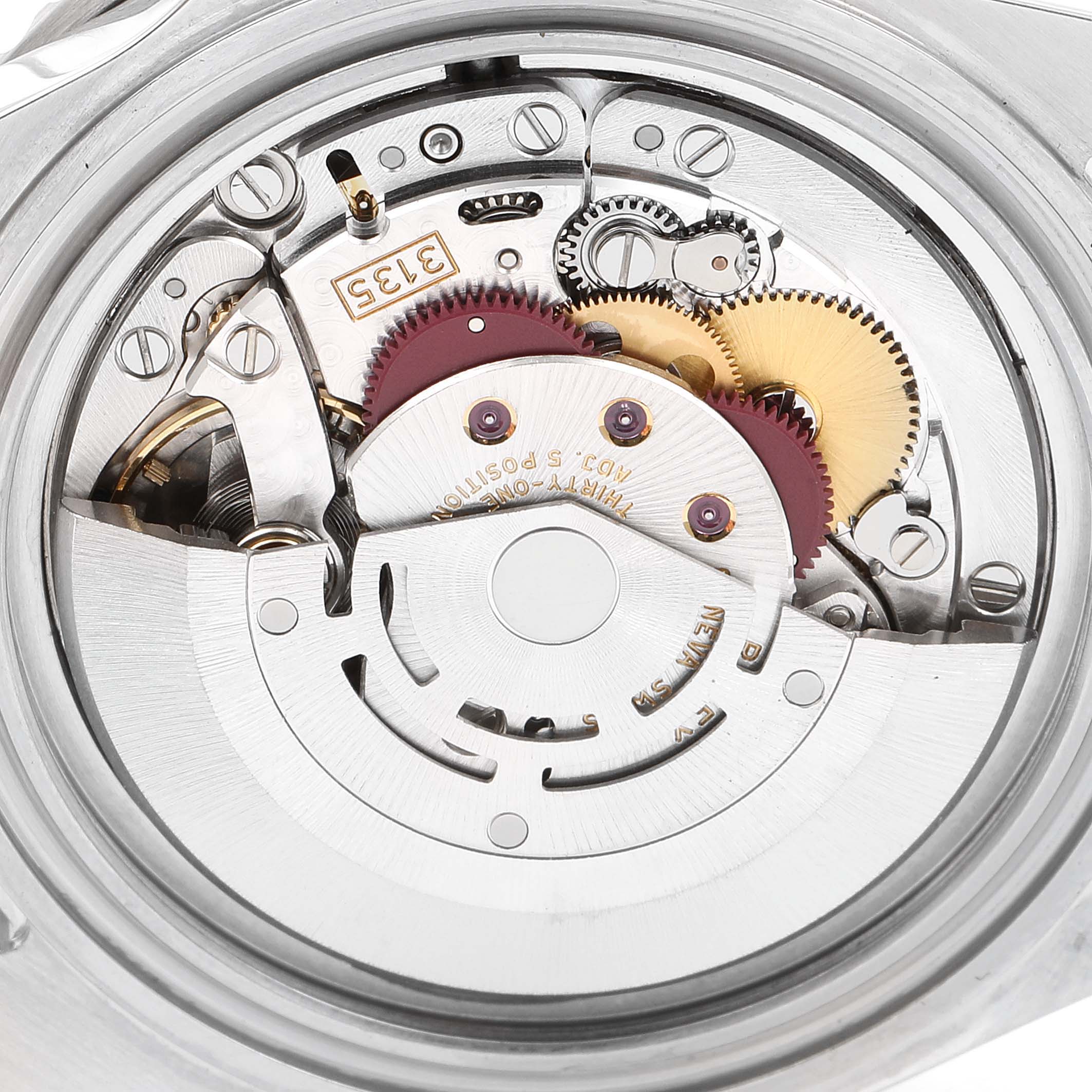 This image shows the internal movement mechanism of a Rolex Submariner 16610LV Men's Stainless Steel Black Dial 16610LV Men's Stainless Steel Black Dial watch viewed from the back.