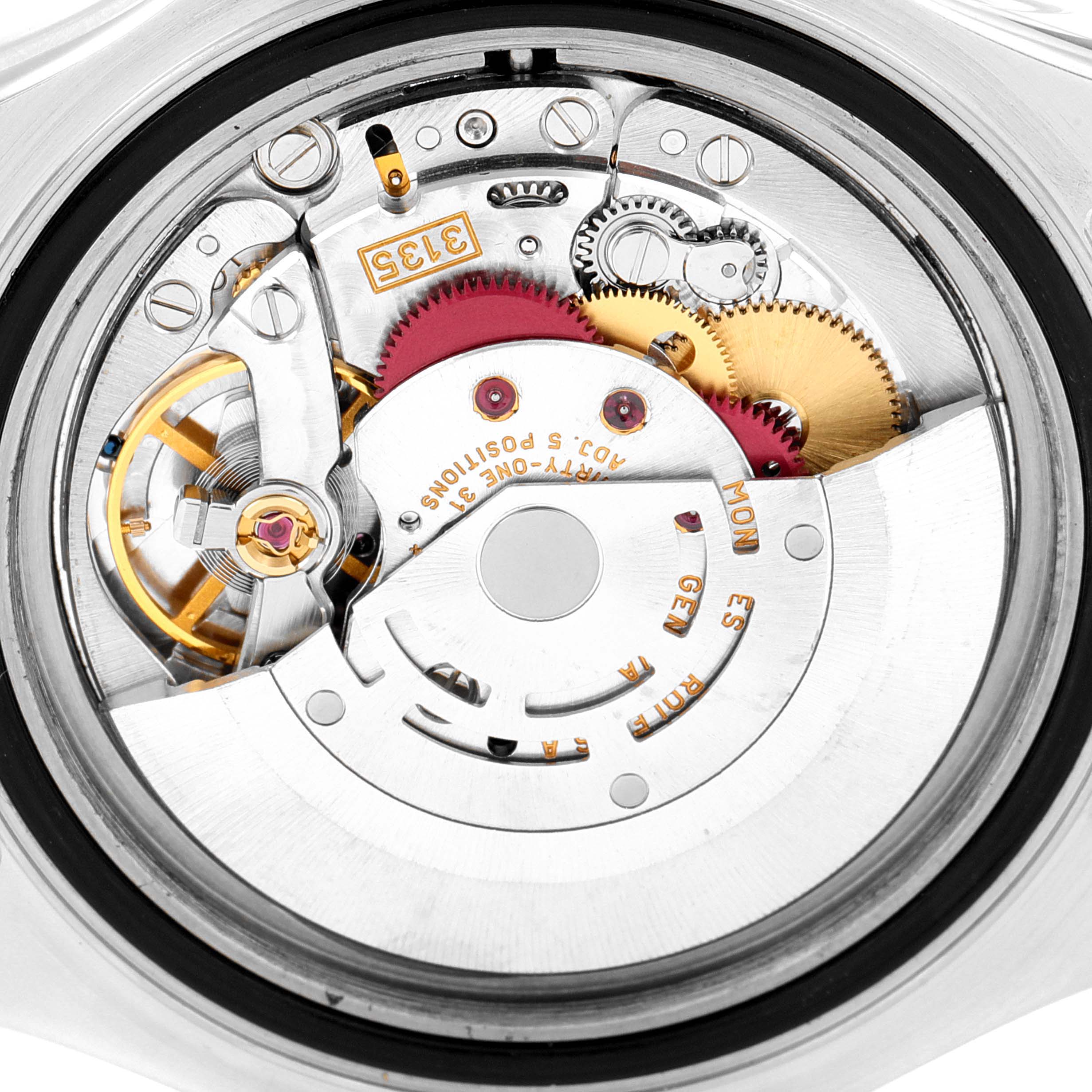 The image shows the back view of the Rolex Yacht-Master 16622 Men's Stainless Steel Silver Dial 16622 Men's Stainless Steel Silver Dial's internal mechanism, highlighting the gears and movement parts.