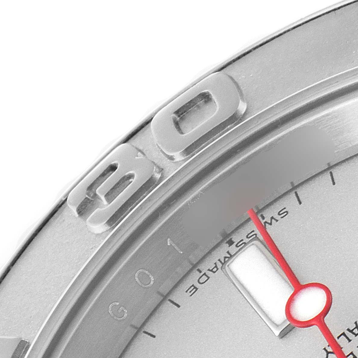 The image shows a close-up view of the bezel and dial of a Rolex Yacht-Master 16622 Men's Stainless Steel Silver Dial 16622 Men's Stainless Steel Silver Dial watch.