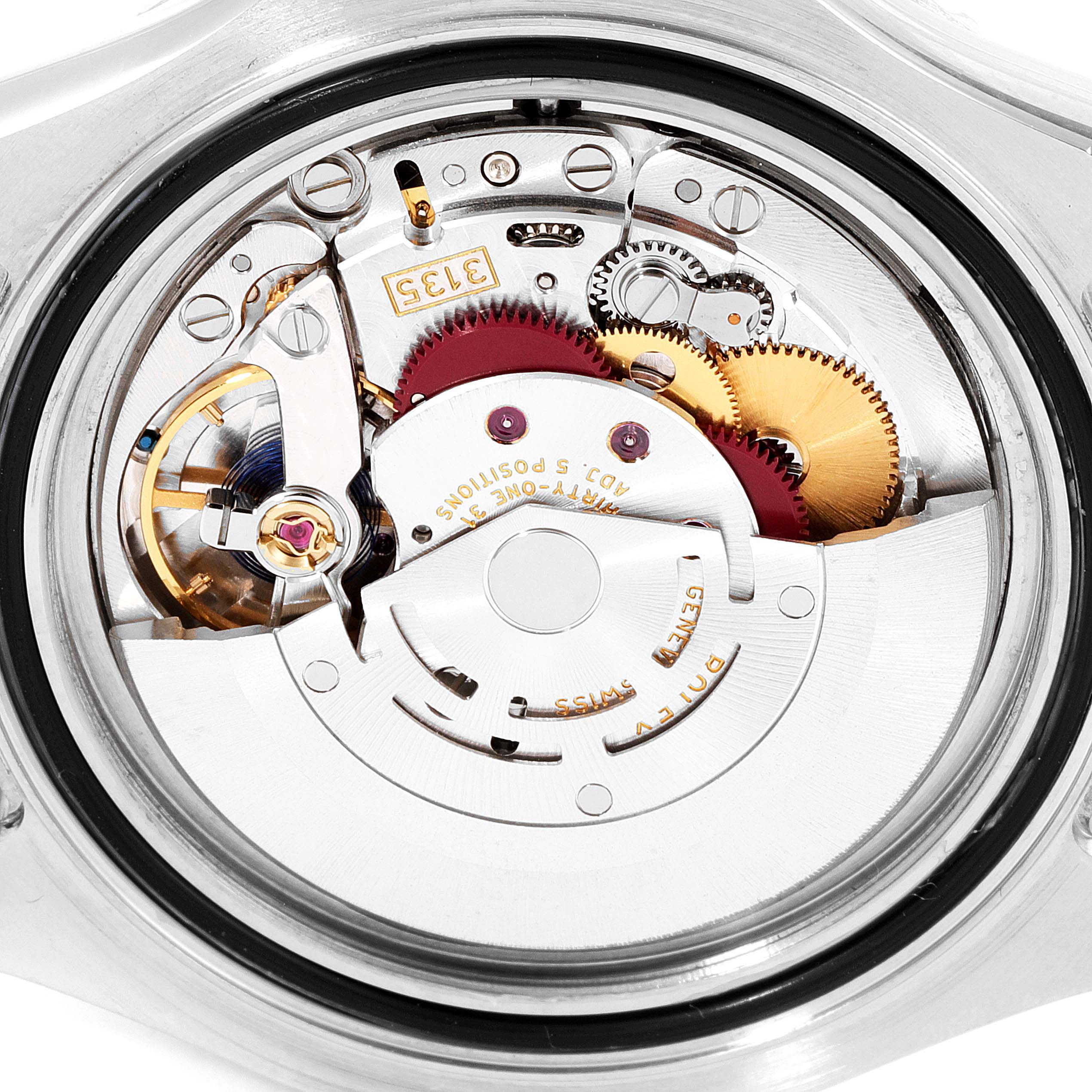 This image shows a close-up view of the Rolex Yacht-Master 16622 Men's Stainless Steel Silver Dial 16622 Men's Stainless Steel Silver Dial's movement and internal mechanisms.