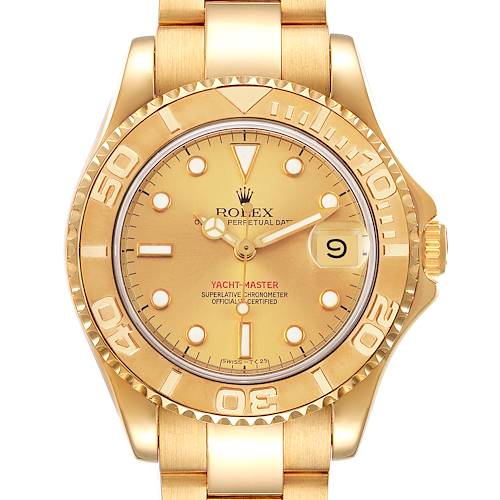 Photo of Rolex Yachtmaster Midsize 18K Yellow Gold Unisex Watch 68628 Box Papers