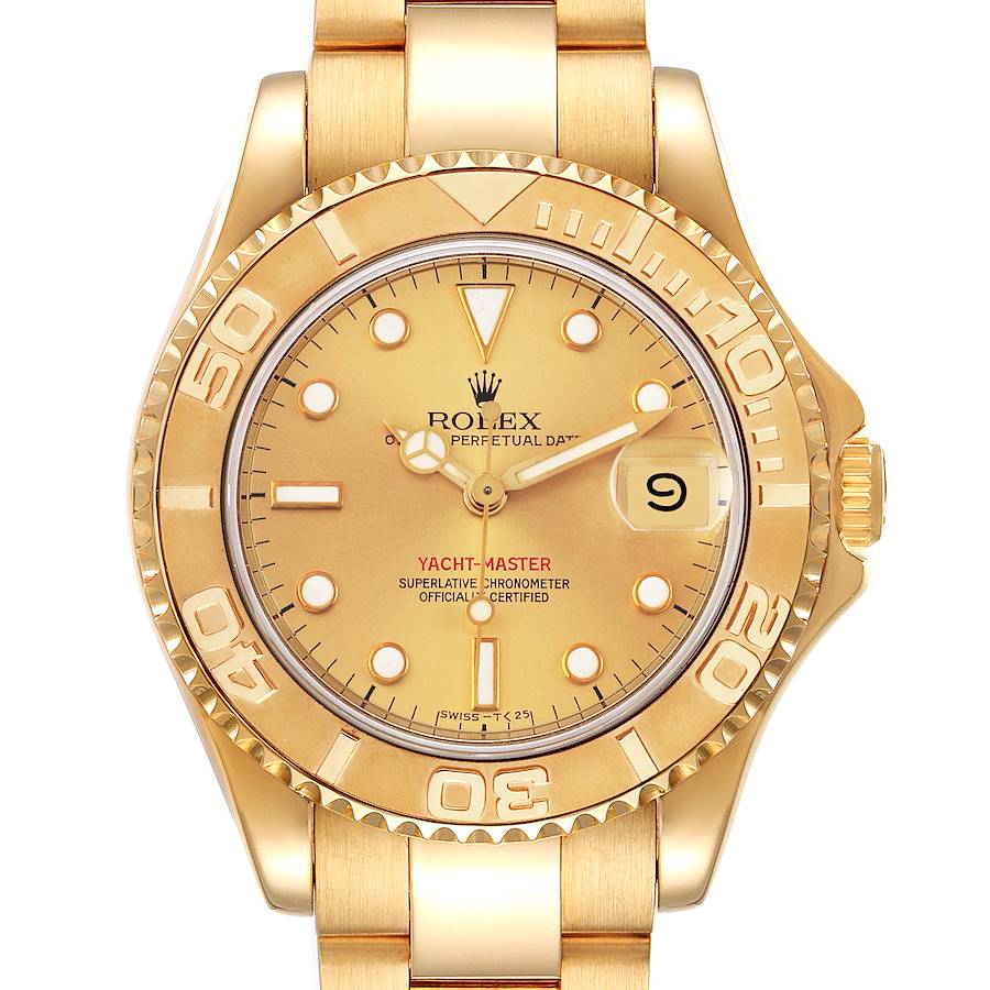 Rolex Yachtmaster Midsize 18K Yellow Gold Unisex Watch 68628 Box Papers SwissWatchExpo