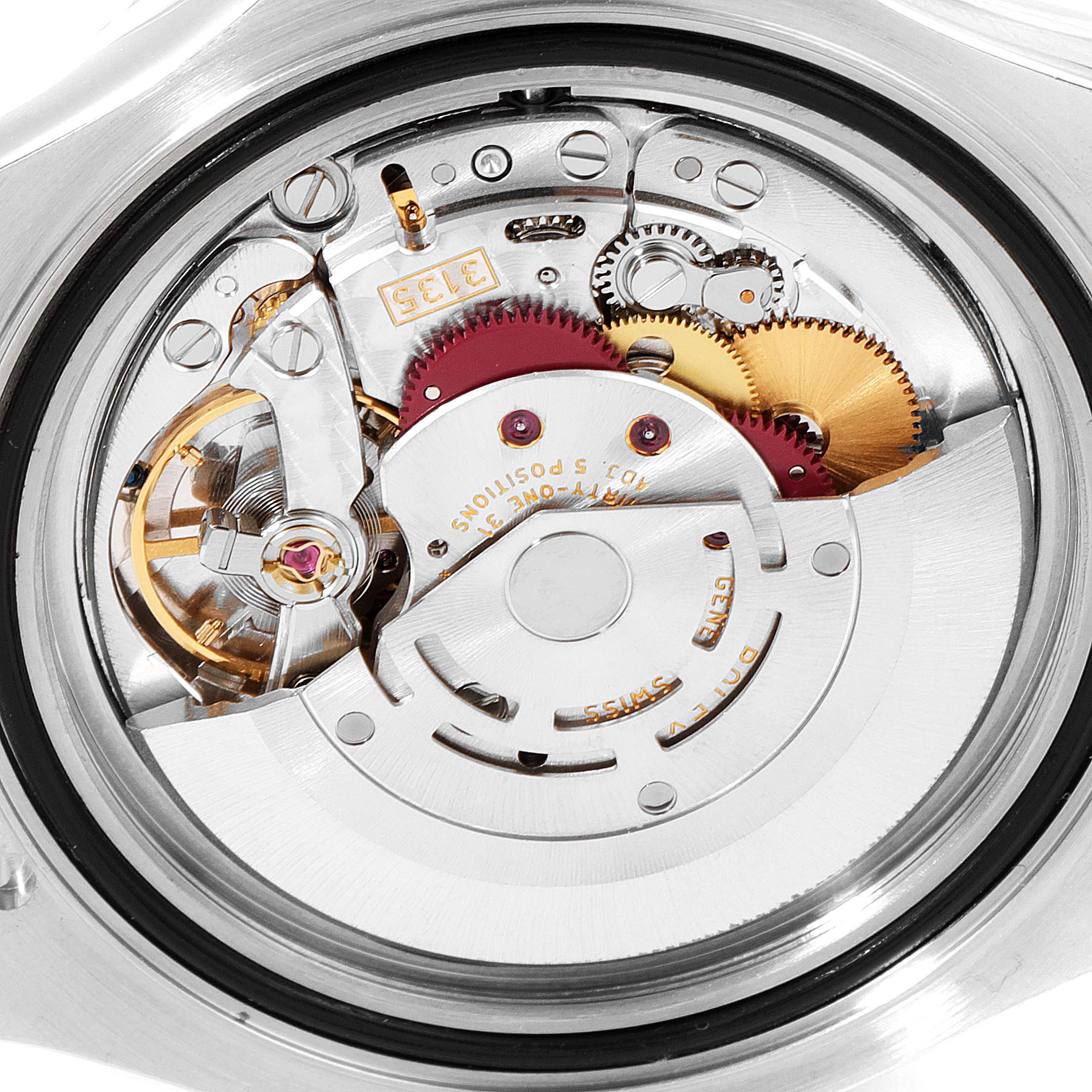 This is an angled view showing the internal mechanics and movement of the Rolex Yacht-Master 16623 Men's Steel and Gold (two tone) Grey Dial 16623 Men's Steel and Gold (two tone) Grey Dial watch.