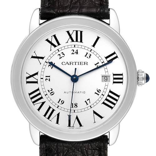 Photo of Cartier Ronde Solo XL Silver Dial Black Strap Mens Watch W6701010
