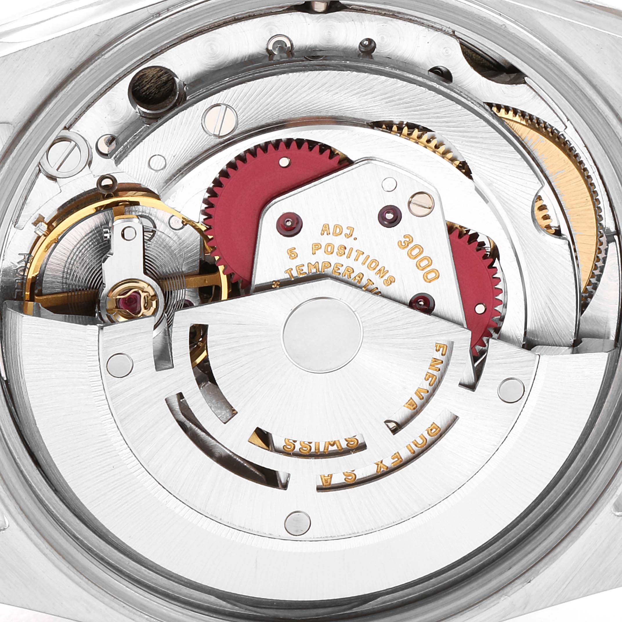 This image shows the internal movement mechanism of a Rolex Air-King 14010 Men's Stainless Steel Black Dial 14010 Men's Stainless Steel Black Dial watch, viewed from the back.