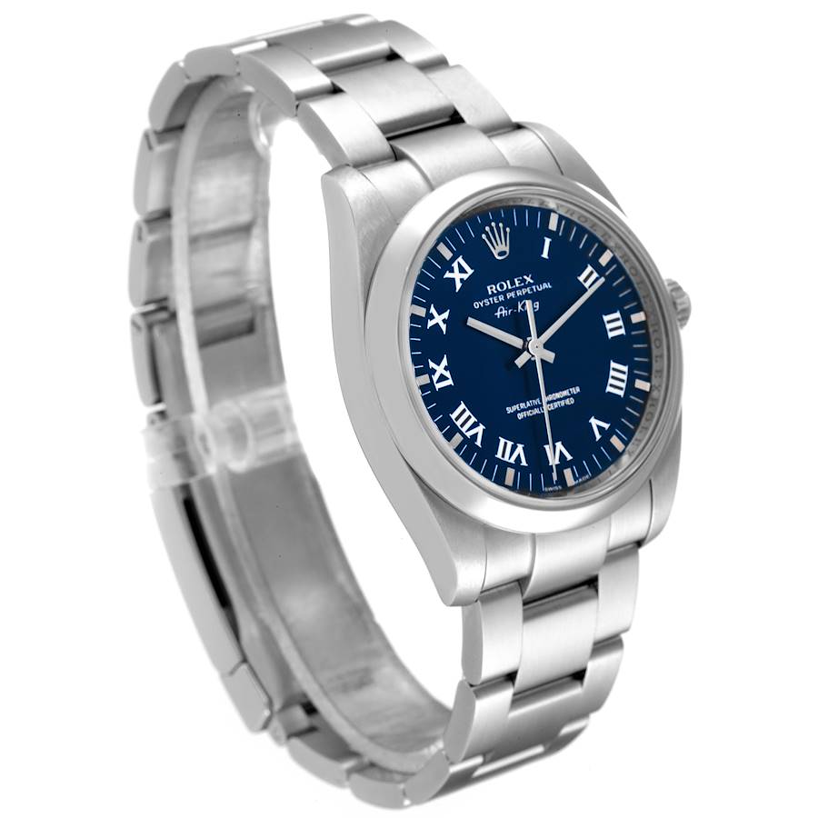 Rolex King 34 Blue Roman Dial Bezel Steel Watch 114200 | SwissWatchExpo
