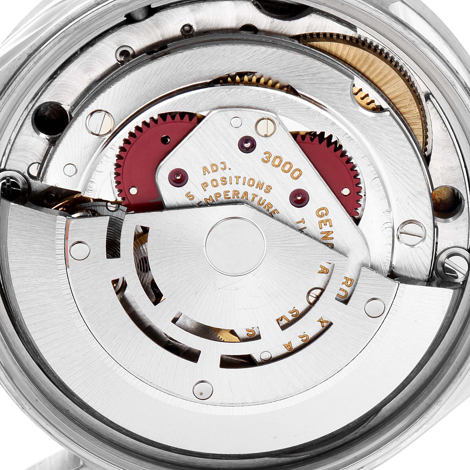 The image shows the internal mechanical movement of a Rolex Air-King 14010 Men's Stainless Steel Blue Dial 14010 Men's Stainless Steel Blue Dial watch, viewed from the back.