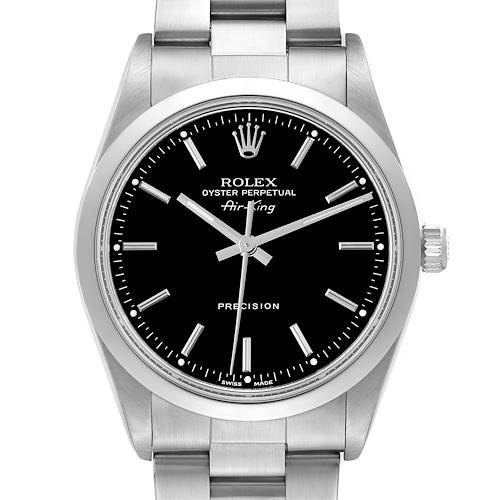 Photo of Rolex Air King Black Dial Smooth Bezel Steel Mens Watch 14000