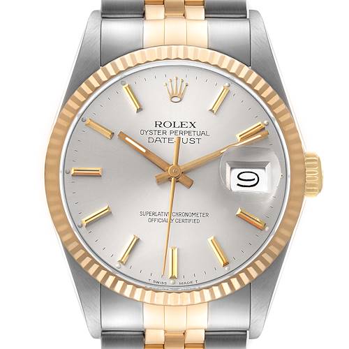 Photo of Rolex Datejust 36 Silver Dial Steel Yellow Gold Vintage Mens Watch 16013
