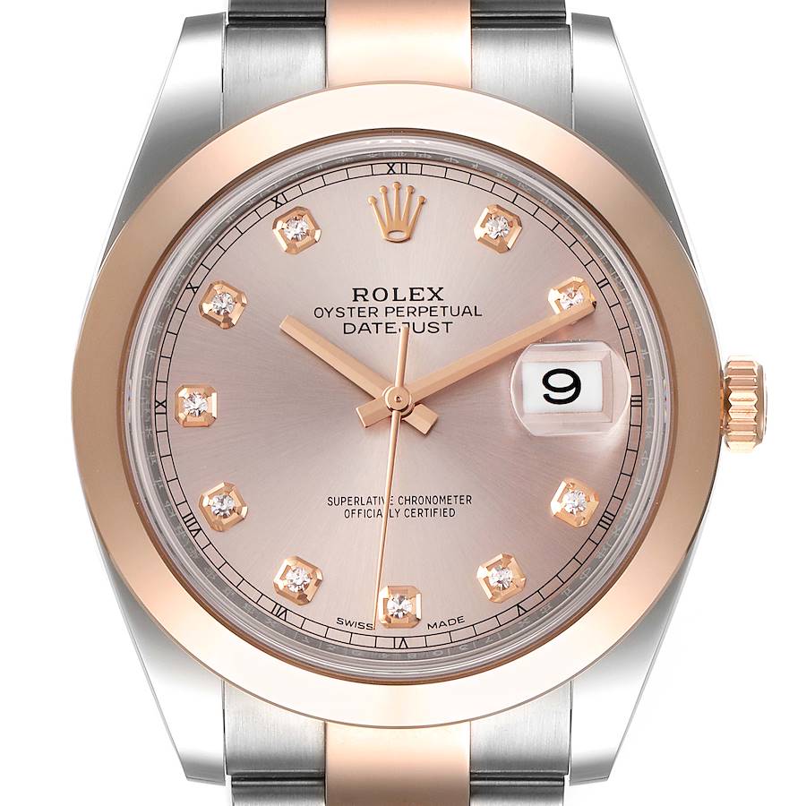 Rolex Datejust 41 Steel Rose Gold Diamond Dial Mens Watch 126301 Box Card SwissWatchExpo