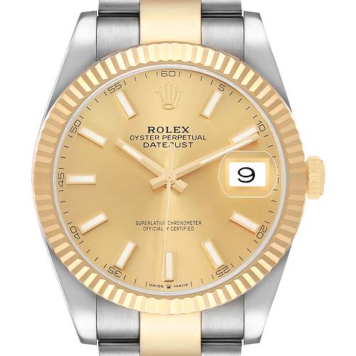 Photo of Rolex Datejust 41 Steel Yellow Gold Champagne Dial Mens Watch 126333 Box Card