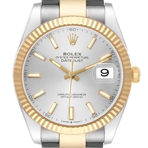 Photo of Rolex Datejust 41 Steel Yellow Gold Silver Dial Mens Watch 126333 Box Card