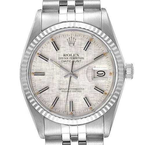 Photo of Rolex Datejust Steel White Gold Silver Linen Dial Vintage Watch 16014