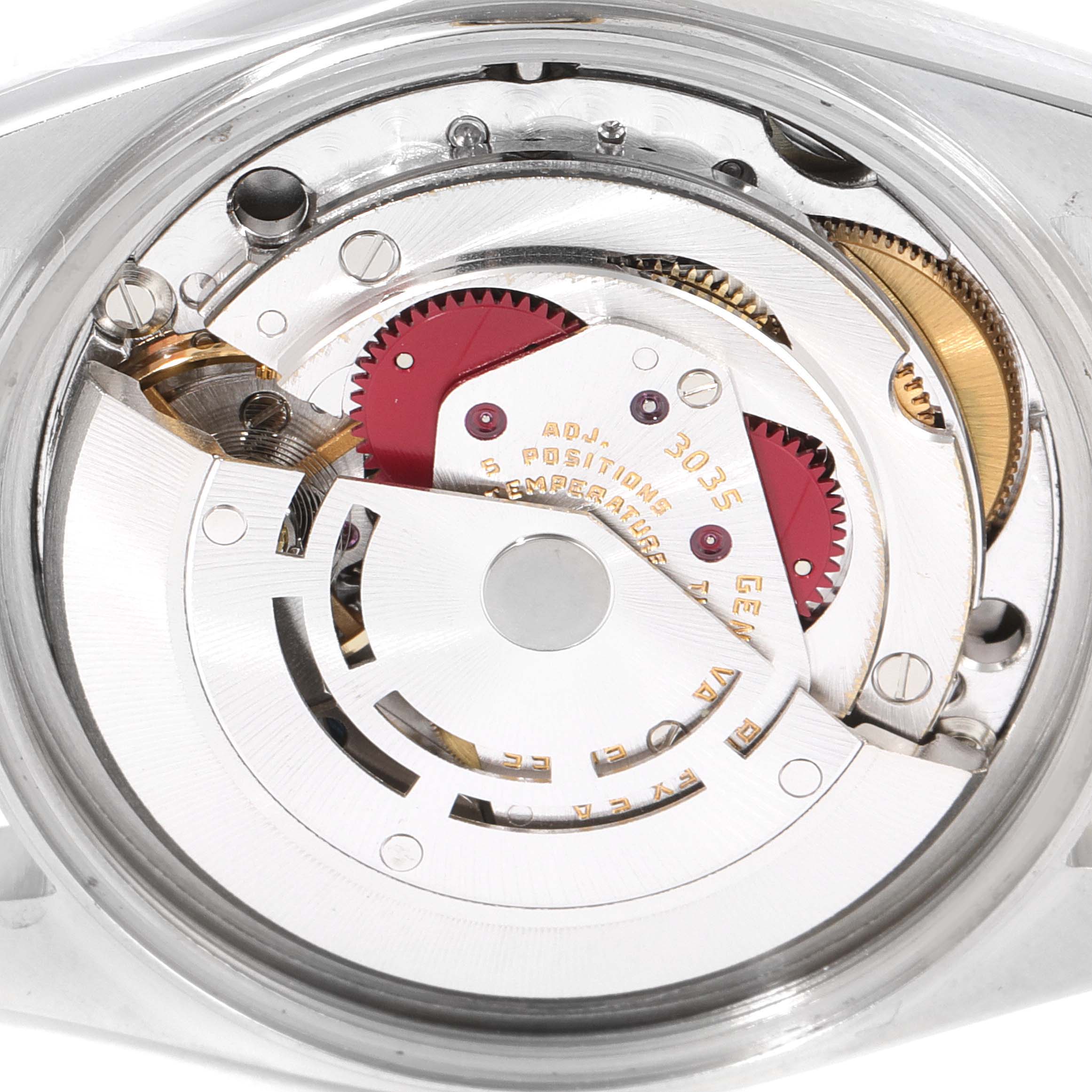 The image shows the internal movement and mechanism of the Rolex Datejust 16013 Men's Steel and Gold (two tone) White Dial 16013 Men's Steel and Gold (two tone) White Dial watch from a top-down angle.