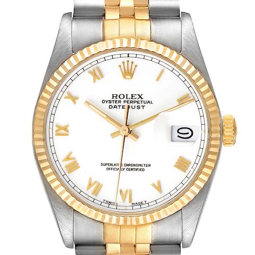Photo of Rolex Datejust Steel Yellow Gold White Dial Vintage Mens Watch 16013