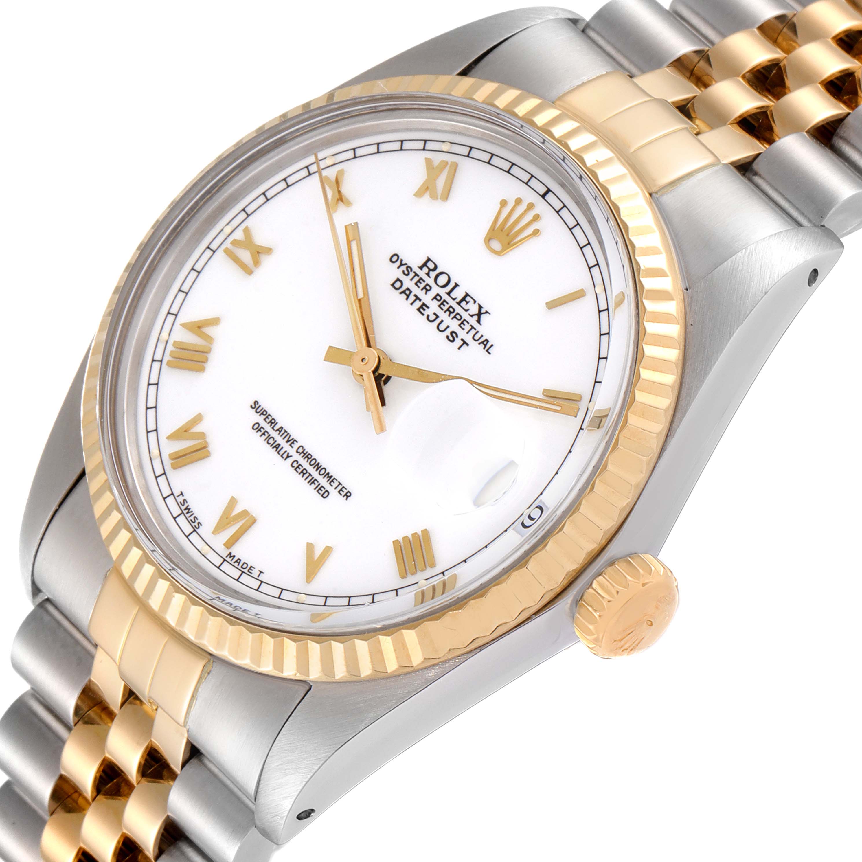 Rolex Datejust Steel Yellow Gold White Dial Vintage Mens Watch 16013 ...